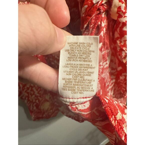 Free People Ginko Red Yellow Floral Sleeveless Swing Mini Dress Size Medium - Picture 5 of 5